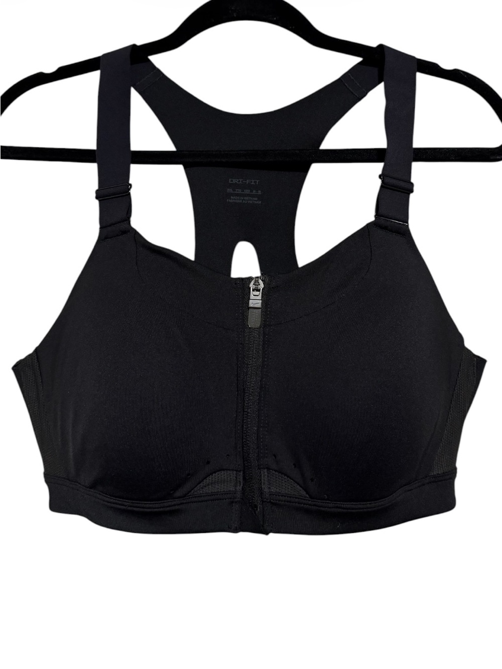 Nike Black Front-Zip Support Sports Bra
